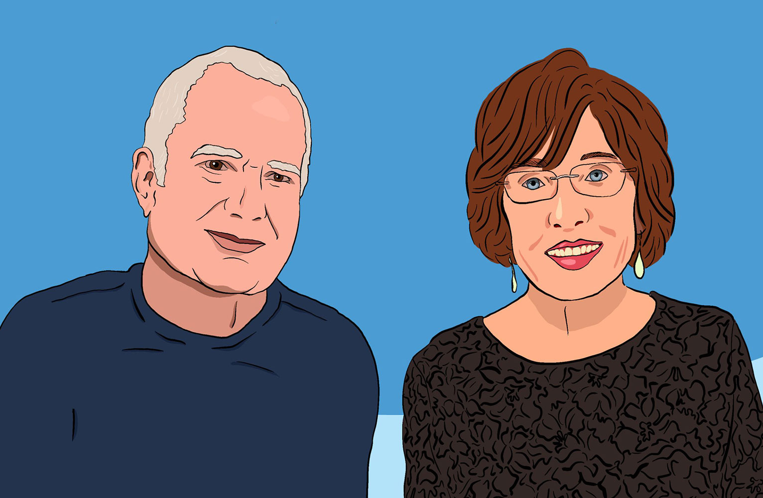 Illustration of John Powell and Jacquelyn Dowd Hall from the shoulders up
