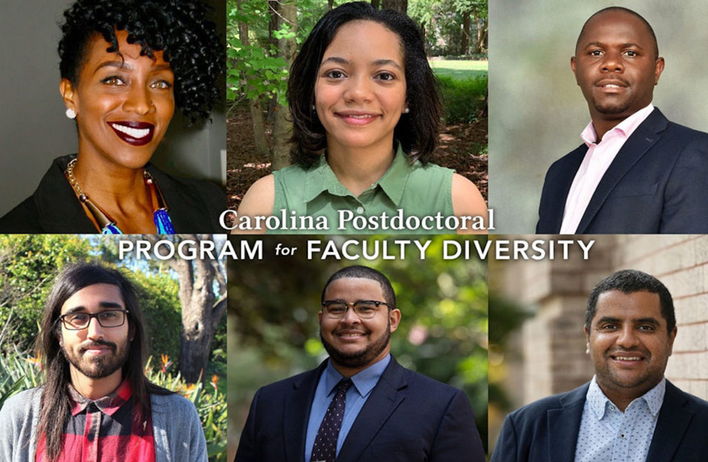 Headshots of new professors in Carolina's Postdoctoral Program for Faculty Diversity.