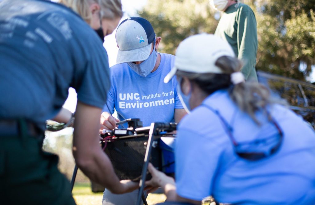 UNC researchers working with drone