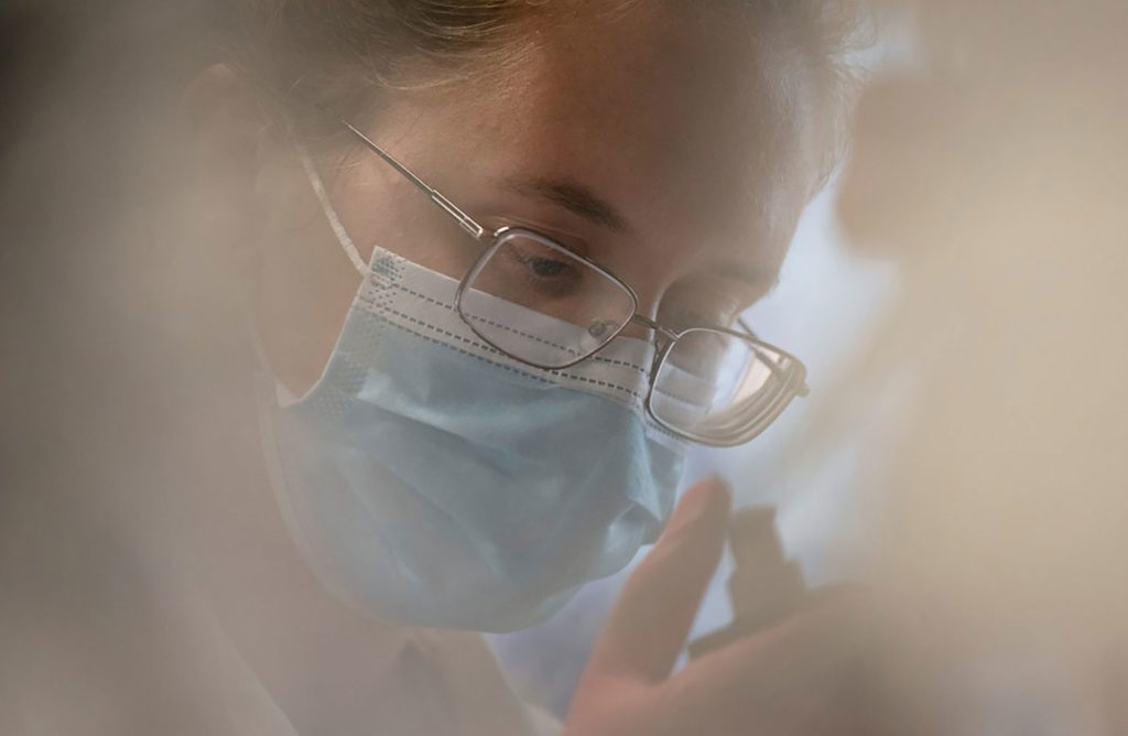 Ashley Morrison prepares RNA for sequencing at the Lineberger Comprehensive Cancer Center on Sept. 23, 2020.