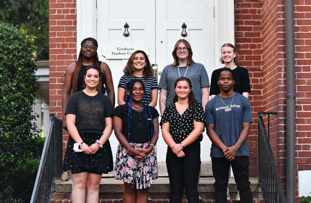The 2022 Weiss Sustainability Fellows class stands in front of the Graduate Student Center