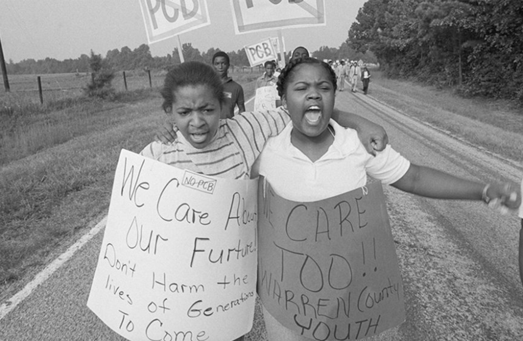 Wanda Andrews Saunders (left) and Consherto Williams protest