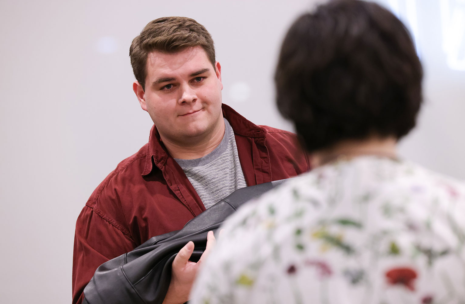 Matthew Donahue interacts with a member of the audience during a performance of Every Brilliant Thing.